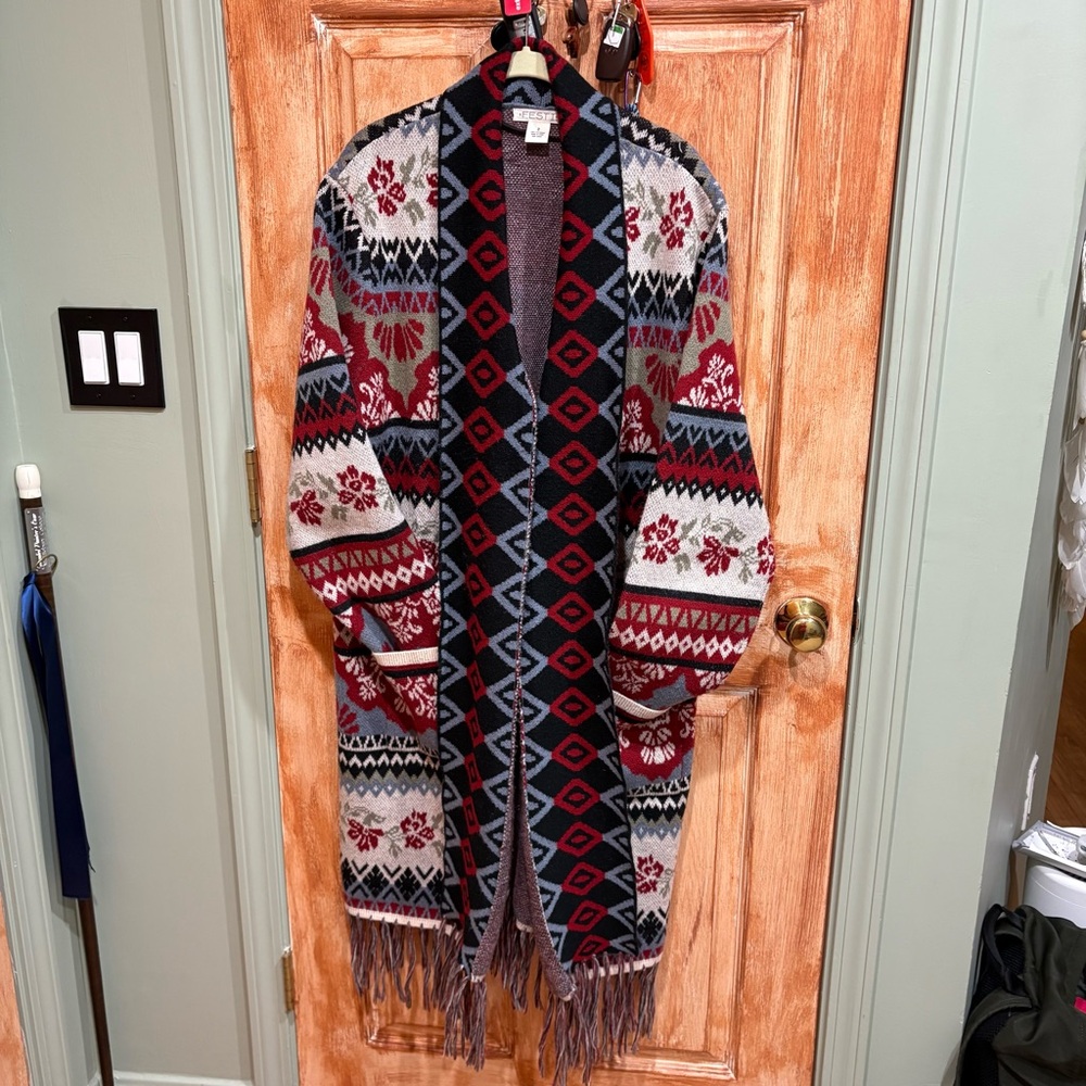 Torrid 2X Festi Longline Fringe Cardigan Duster EUC - Picture 2 of 12